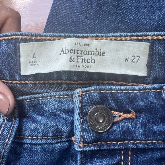 Abercrombie & Fitch Studded Blue Skinny high rise Jeans 27 - Picture 2 of 9